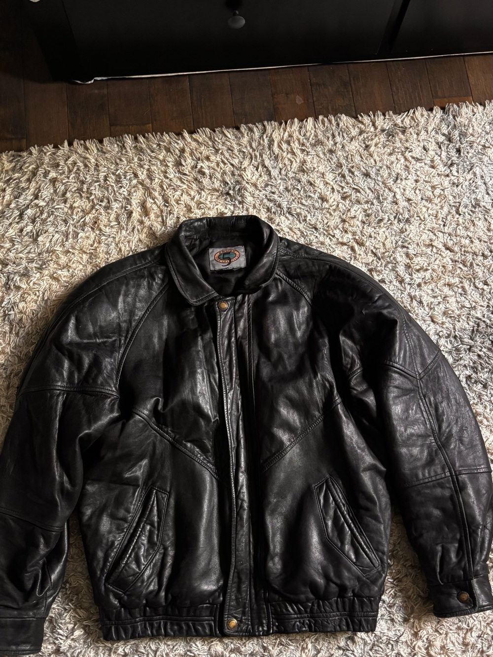 3M Thinsulate Black Leather Bomber Jacket
